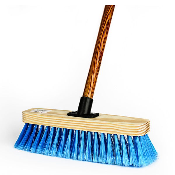 WOODEN FLAGGED “RAINBOW” BROOM WITH PLASTIC CONNECTOR & WOODEN HANDLE